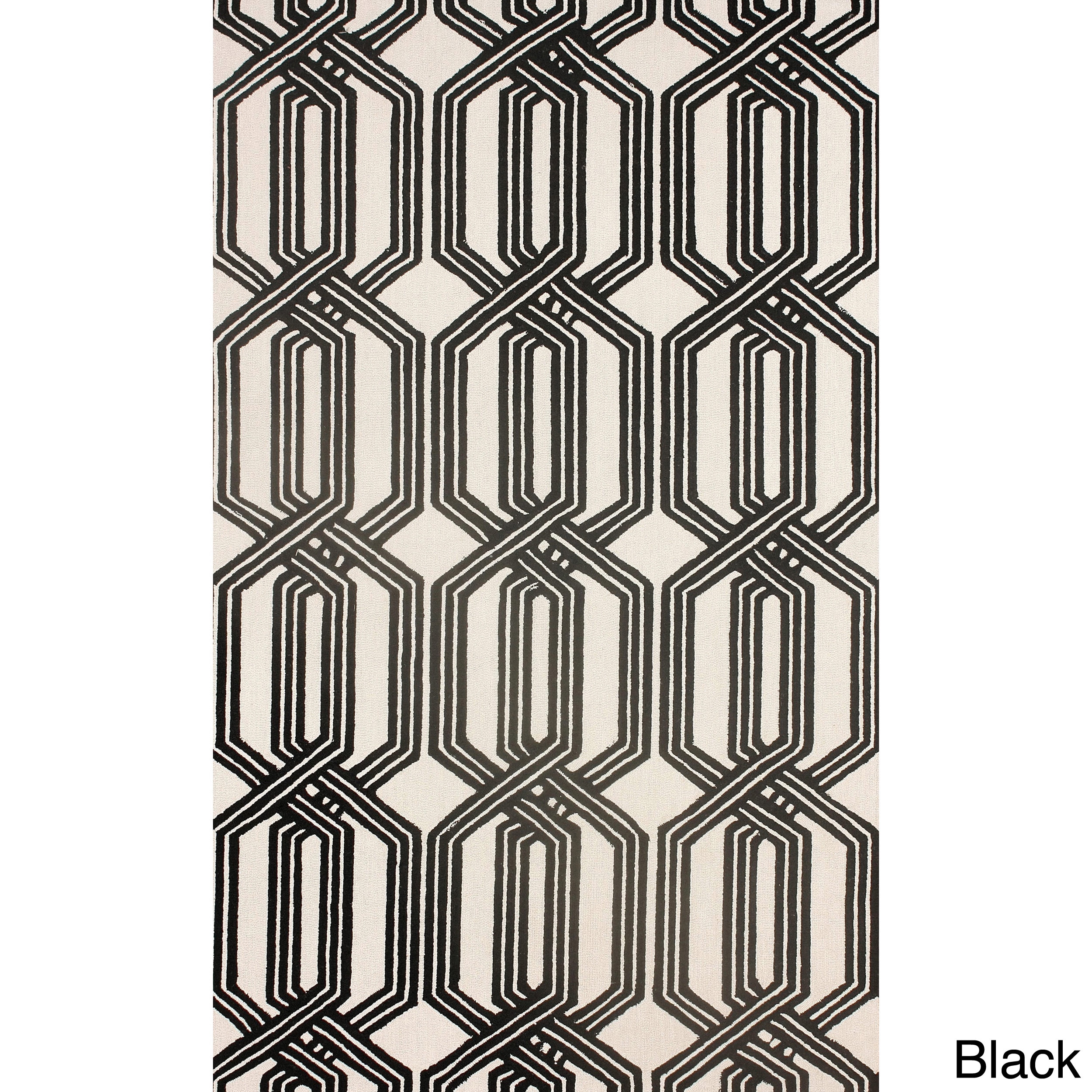 Nuloom Hand hooked Trellis Black Rug (8 6 X 11 6)