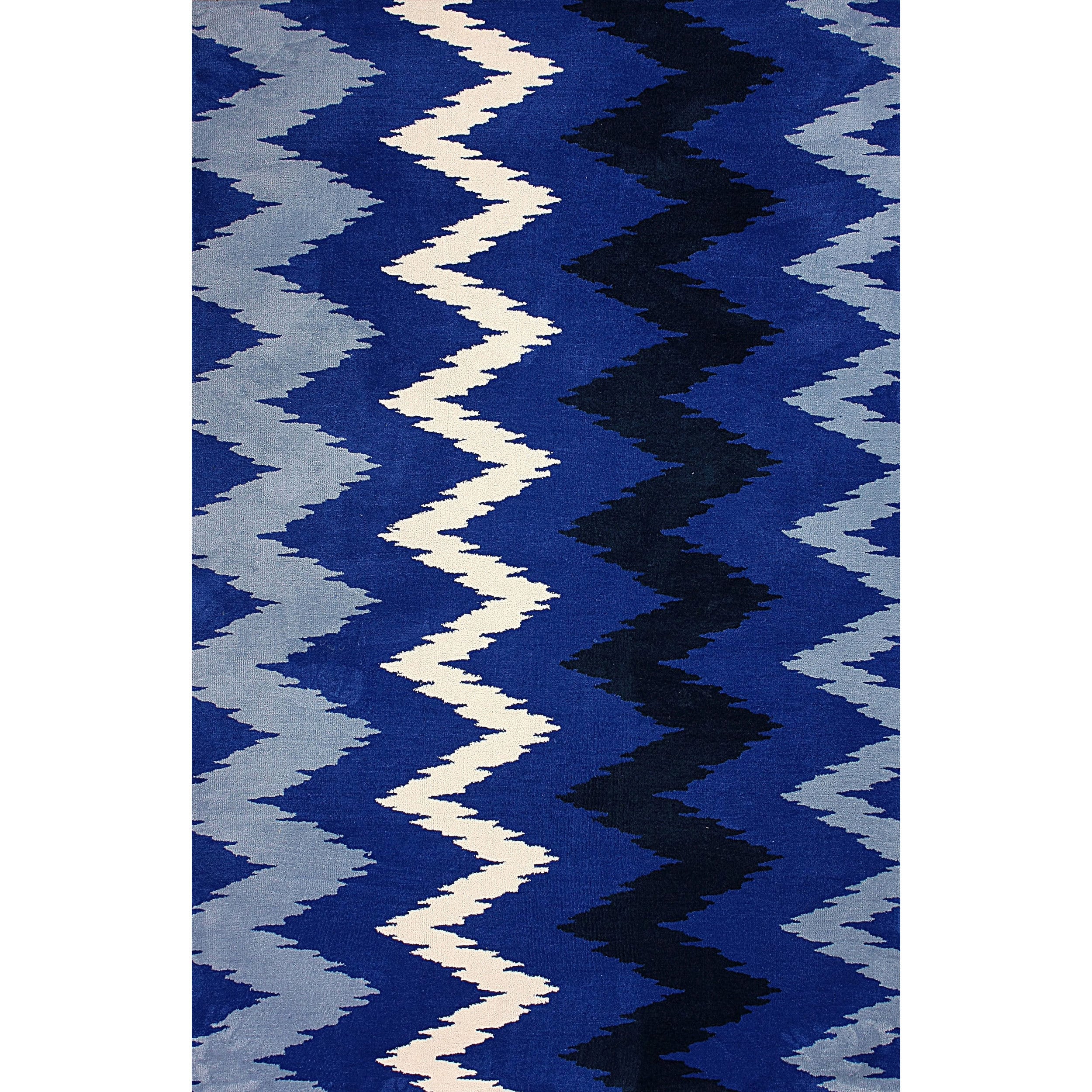 Nuloom Machine made Chevron Microfiber Blue Rug (8 6 X 11 6)