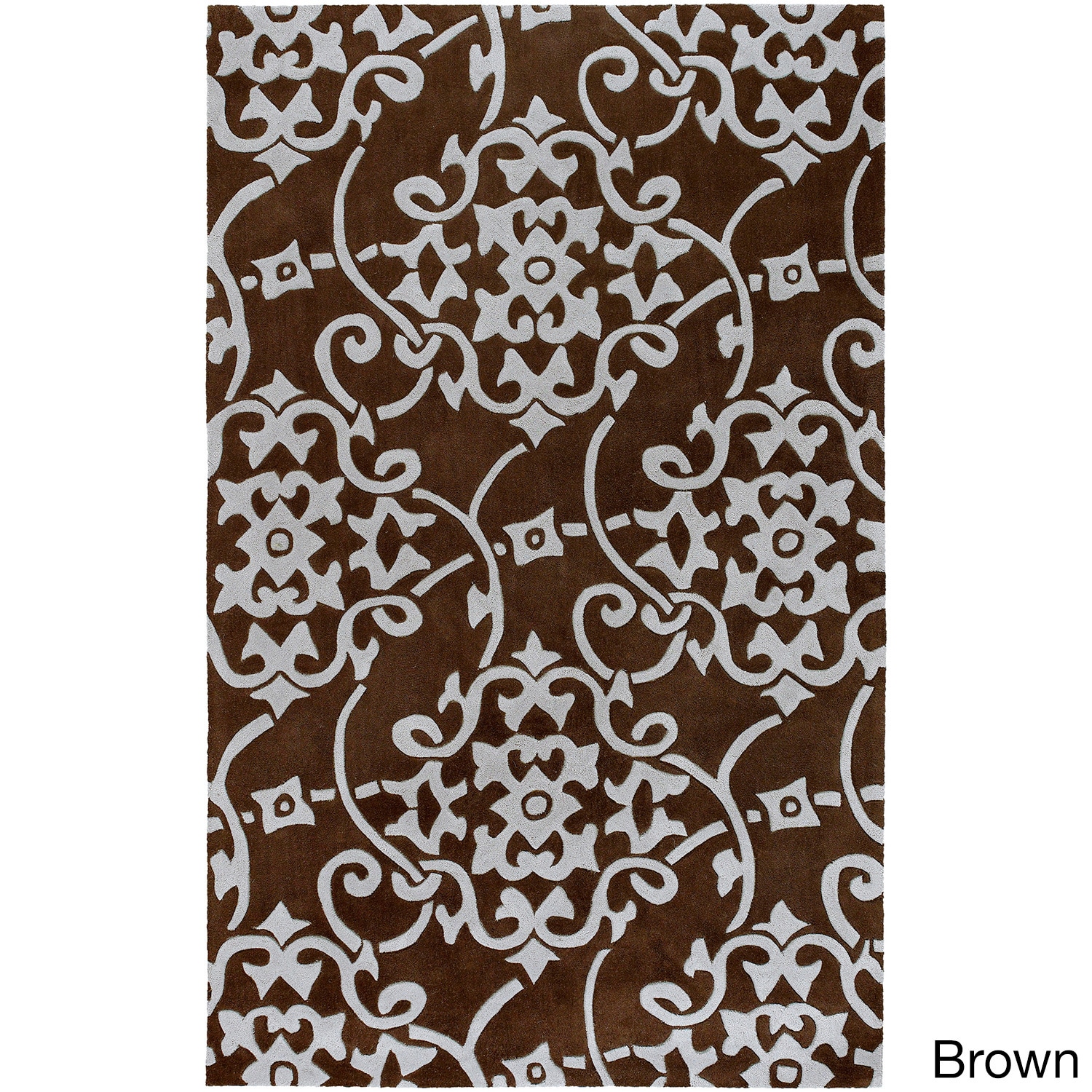 Surya Carpet, Inc. Hand tufted Floral Contemporary Area Rug (9 X 13) Brown Size 9 x 13