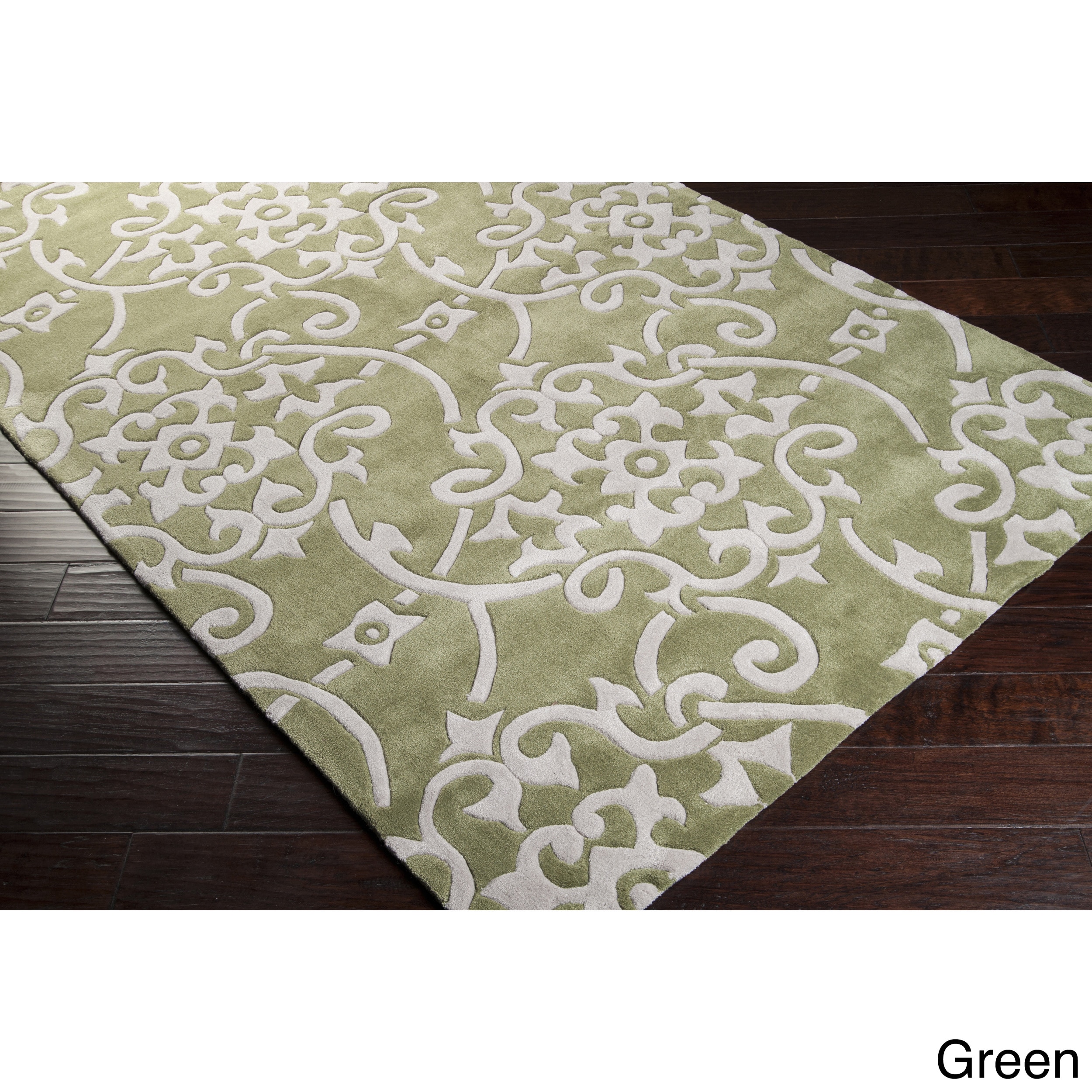 Surya Carpet, Inc. Hand tufted Floral Contemporary Area Rug (8 X 11) Green Size 8 x 11