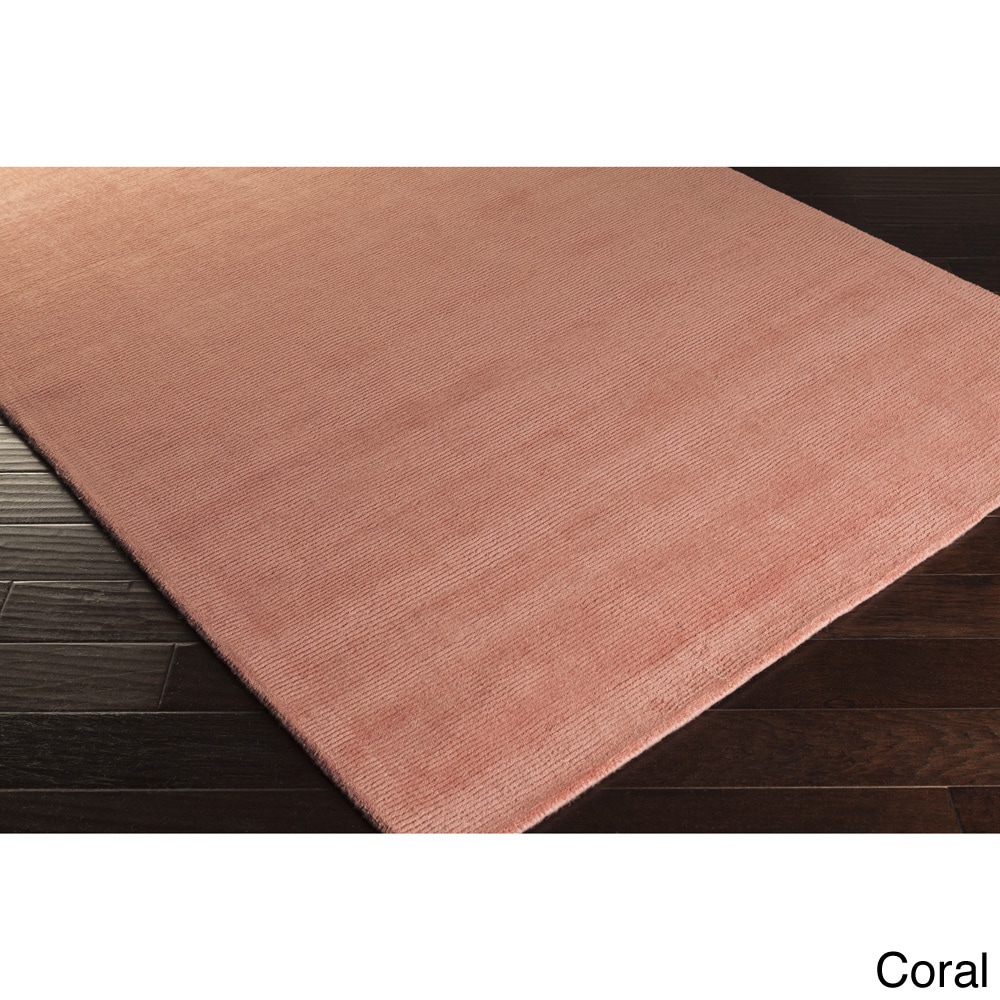 Surya Carpet, Inc. Hand loomed Tatum Solid Wool Area Rug (9 X 13) Pink Size 9 x 13