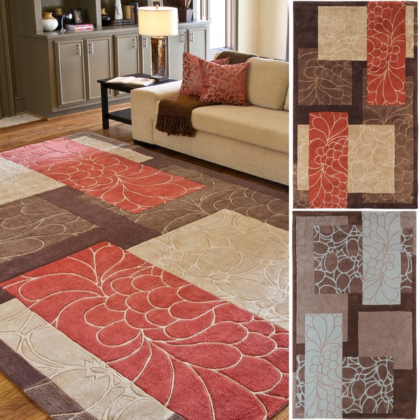 Hand-Tufted Floral Contemporary Area Rug - 8' x 11'