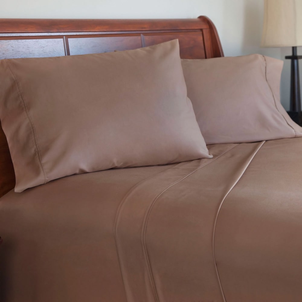 Windsor Lavish Home Cotton Blend Sateen 600 Thread Count Queen size Sheet Set Brown Size Queen