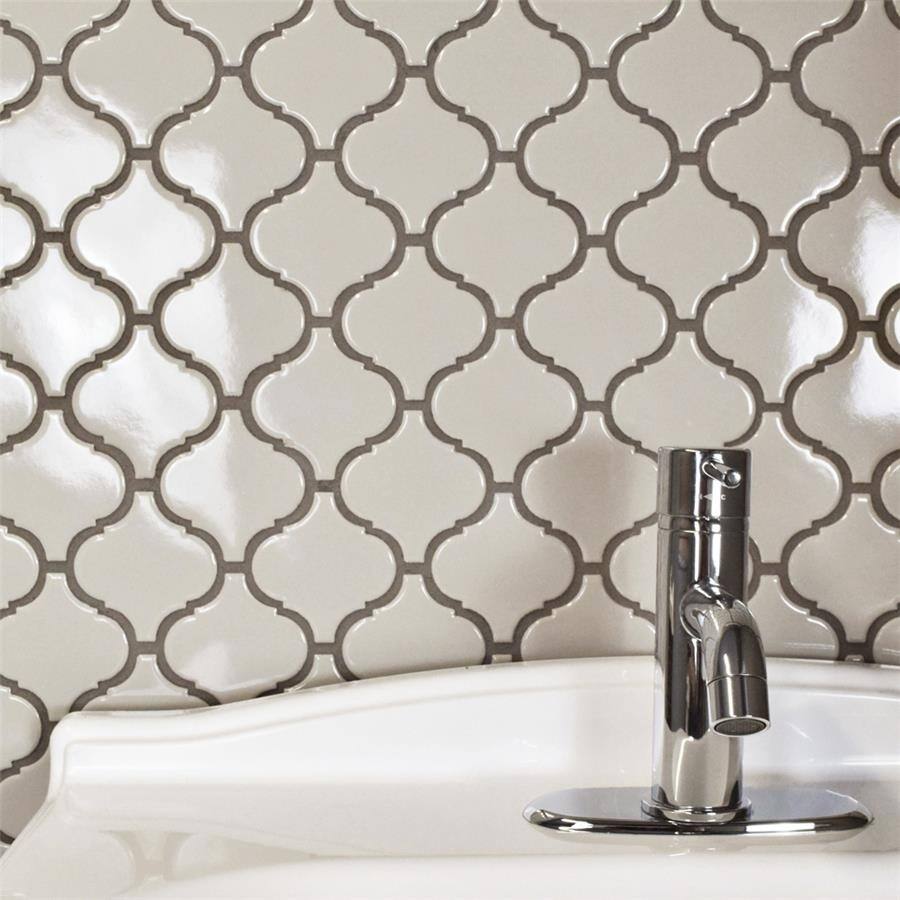 Merola Tile 9.75x10.25-inch Victorian Morocco Glossy Taupe Grey Porcelain Mosaic Floor and Wall Tile (10 tiles/7 sqft.)