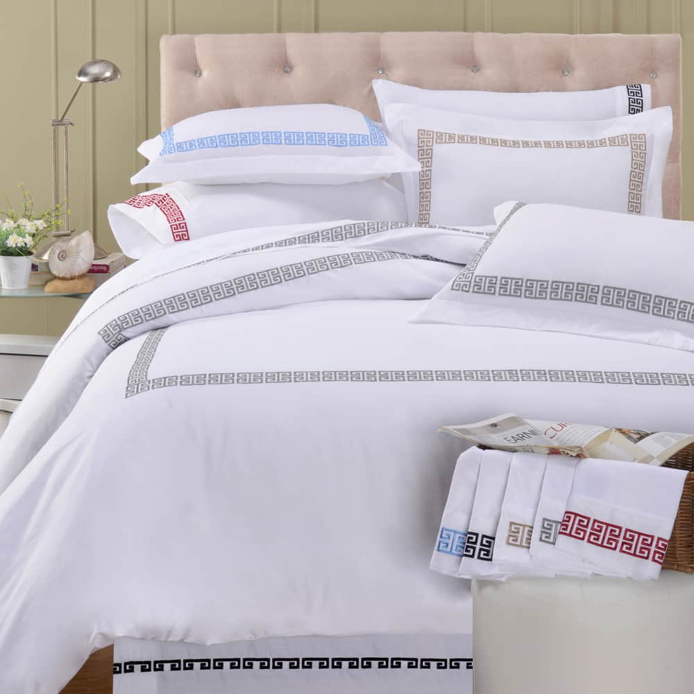 Superior Kendell Embroidered Cotton Sateen Duvet Cover Set