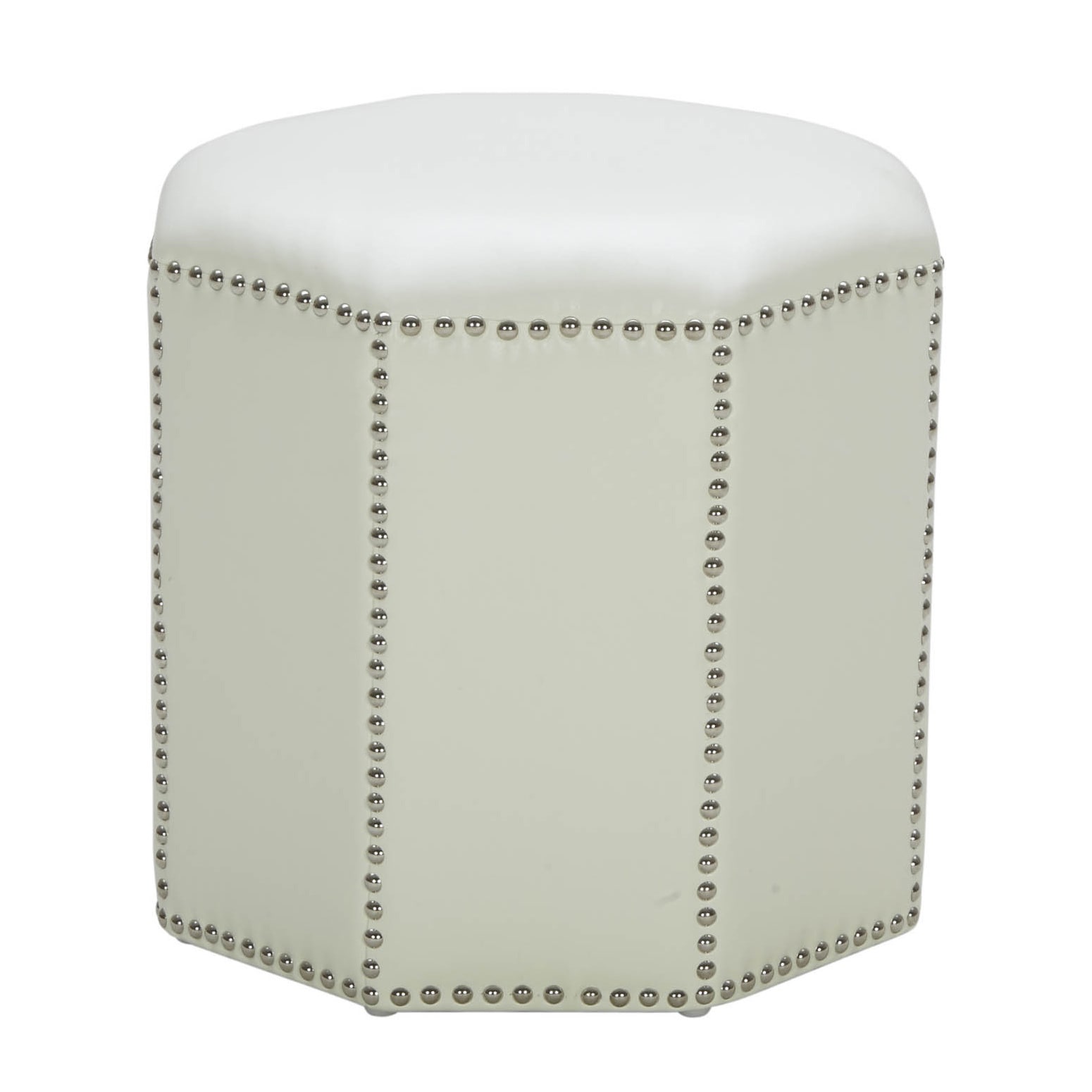 Baltec Octogonal Ivory Nail Head Ottoman