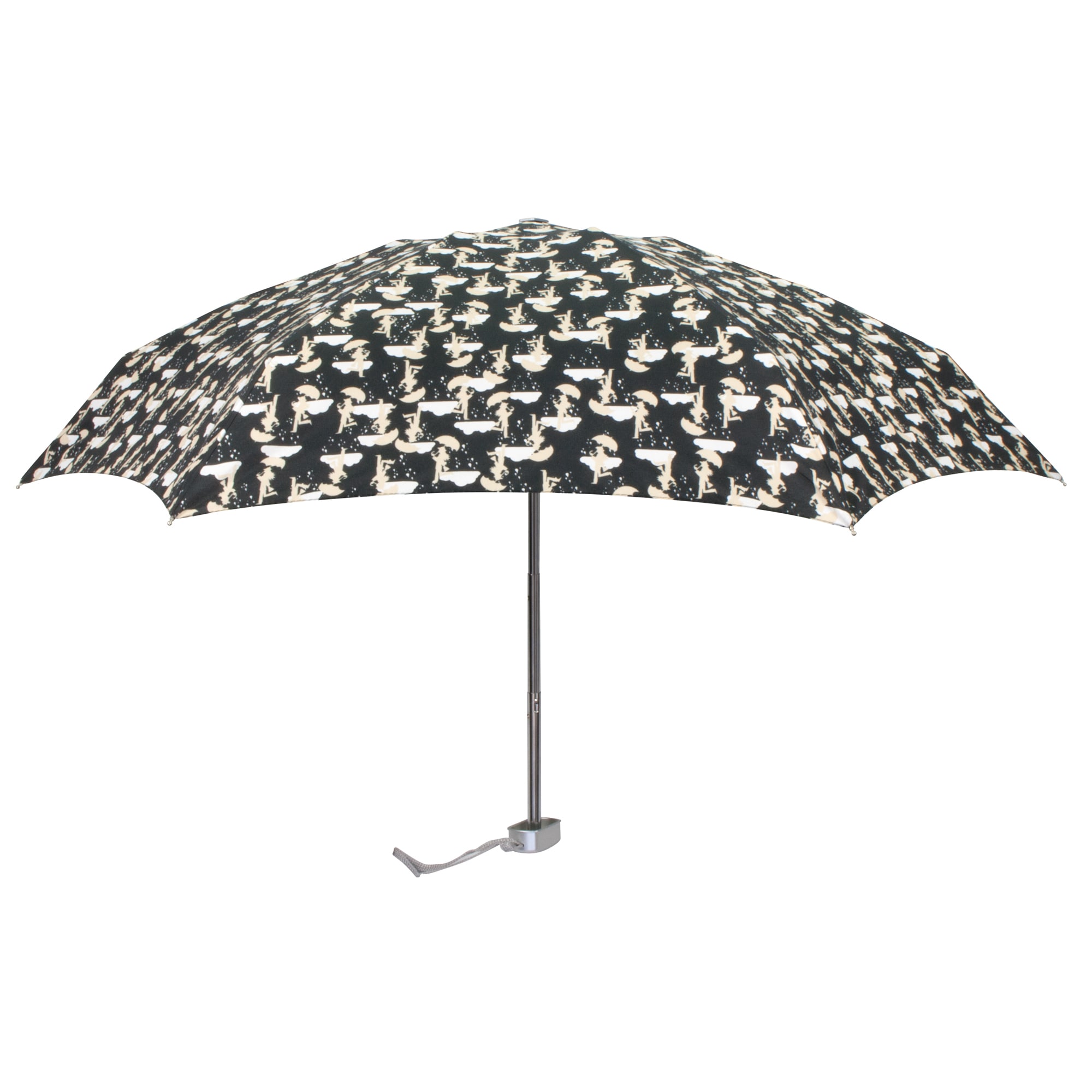 Leighton Genie Black And White Printed Manual Compact Umbrella