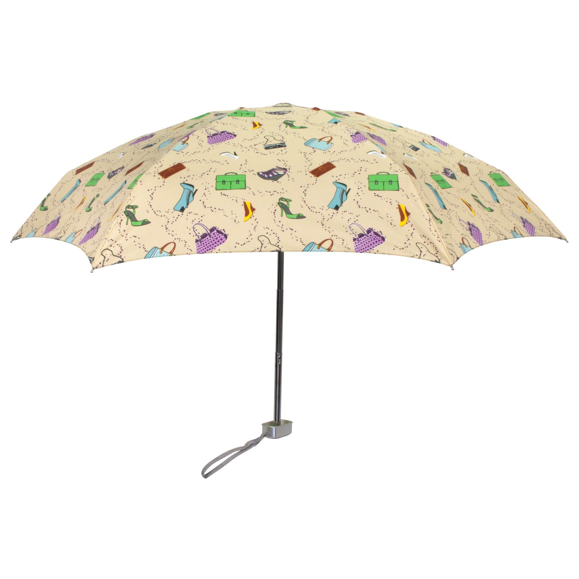 Leighton Genie Bag And Shoes Printed Manual Compact Umbrella