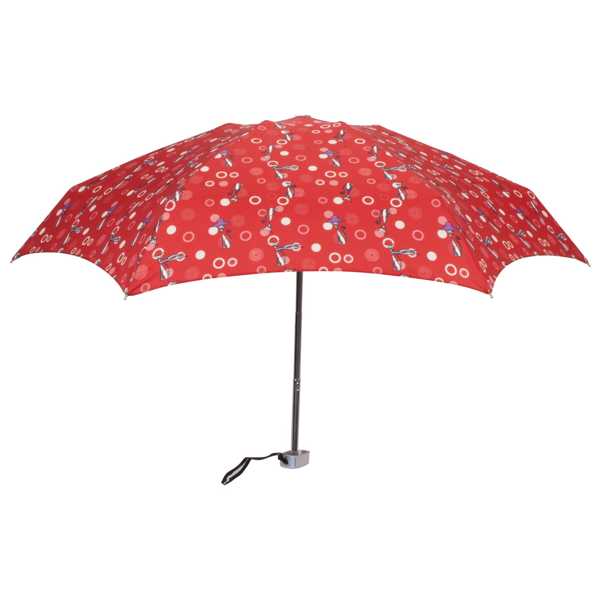 Leighton Genie Ii Red Cat Print Manual Compact Umbrella