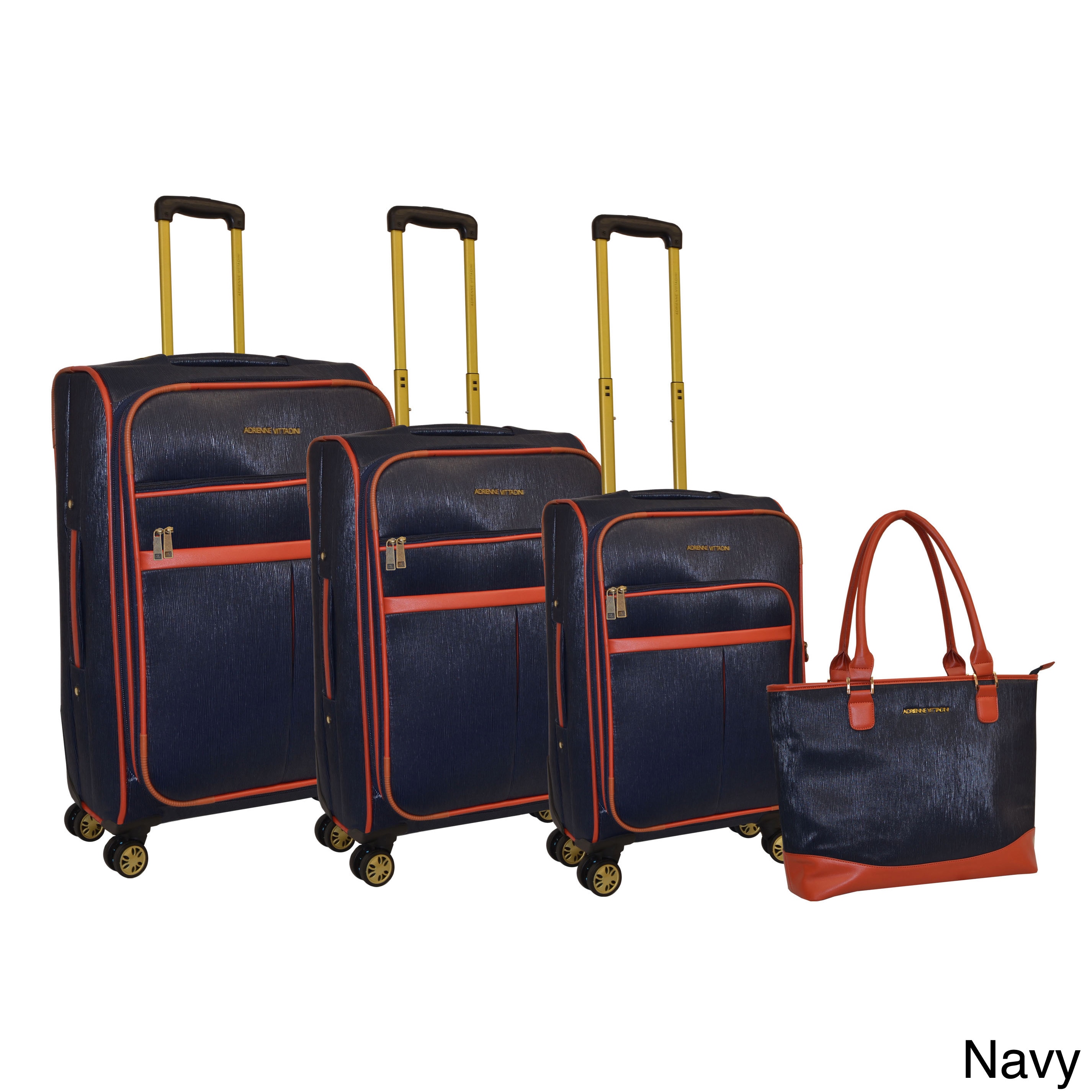 Adrienne Vittadini Saffiano 4 piece 8 wheel Spinner Luggage Set