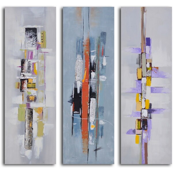Shop Hand Painted "Urban Abstract Triptych" Canvas Wall Art Free