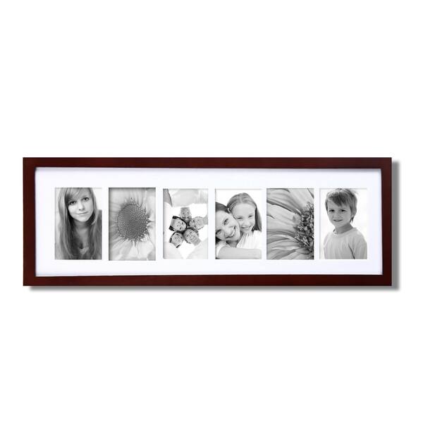 Shop Walnut Matted 6 Opening Collage Photo Frame Free Shipping