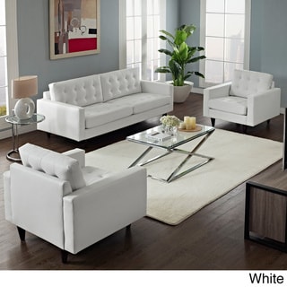 Empress Leather Sofa and Arm Chairs Set