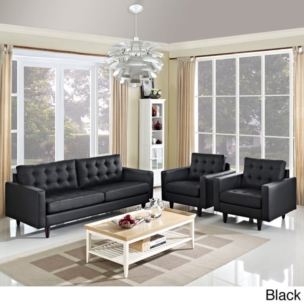 Empress Leather Sofa and Arm Chairs Set