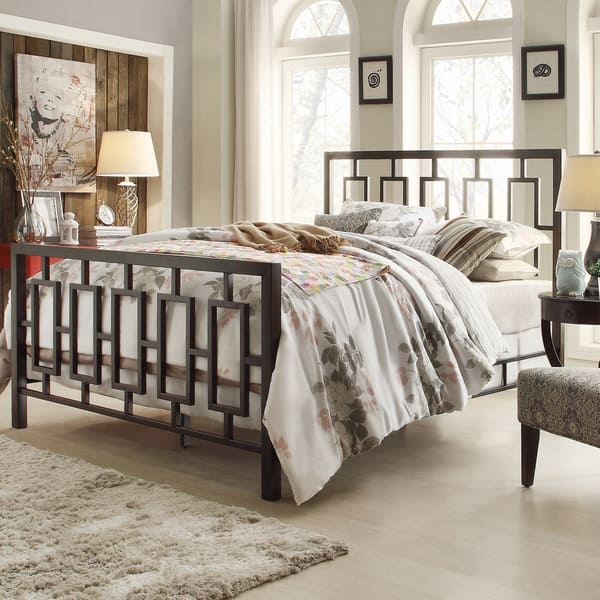 INSPIRE Q Aria Kingsize Contemporary Window Geometric Pattern Metal Bed Bed Bath & Beyond
