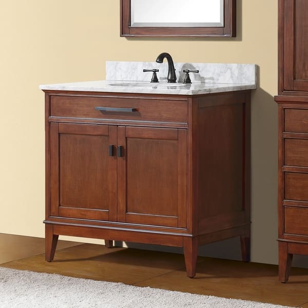 Avanity Madison 36-inch Single Vanity in Tobacco Finish with Sink and Top - Overstock - 8930027