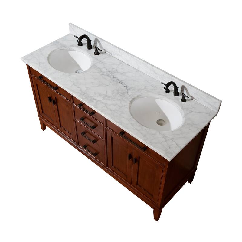 Avanity Madison 60-inch Double Vanity in Tobacco Finish with Dual Sinks and Top