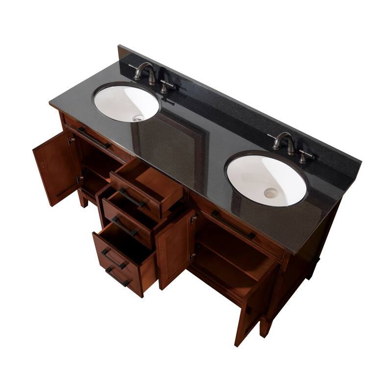 Avanity Madison 60-inch Double Vanity in Tobacco Finish with Dual Sinks and Top