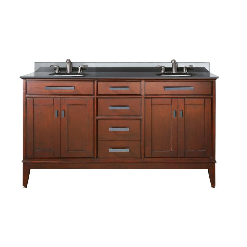 Avanity Madison 60-inch Double Vanity in Tobacco Finish with Dual Sinks and Top