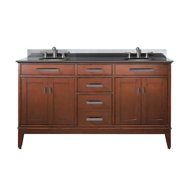 Avanity Madison 60-inch Double Vanity in Tobacco Finish with Dual Sinks and Top
