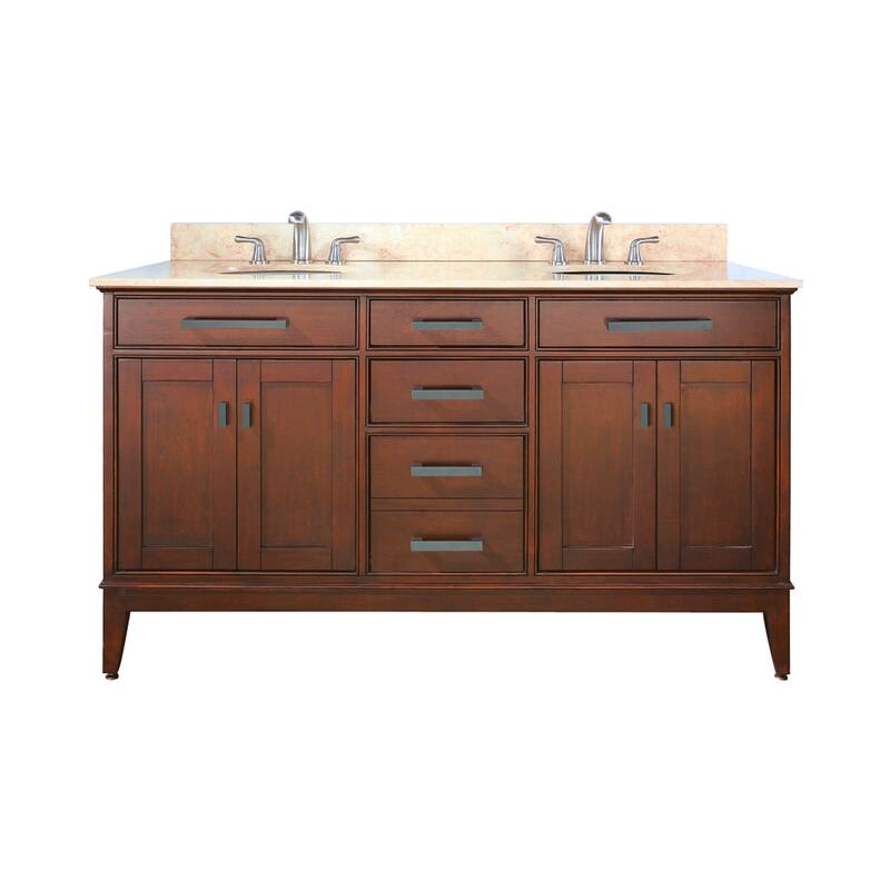 Avanity Madison 60-inch Double Vanity in Tobacco Finish with Dual Sinks and Top
