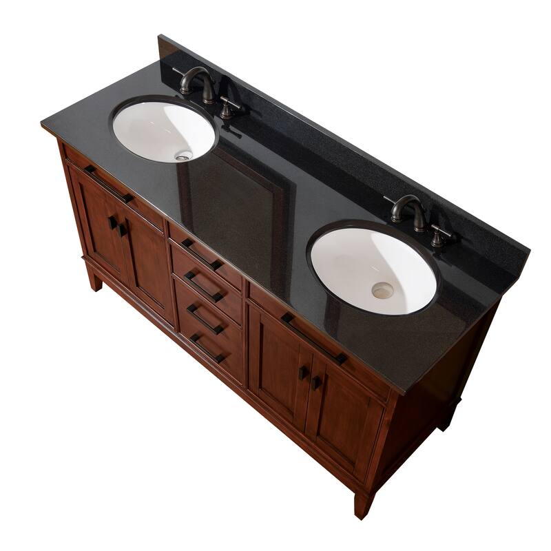 Avanity Madison 60-inch Double Vanity in Tobacco Finish with Dual Sinks and Top