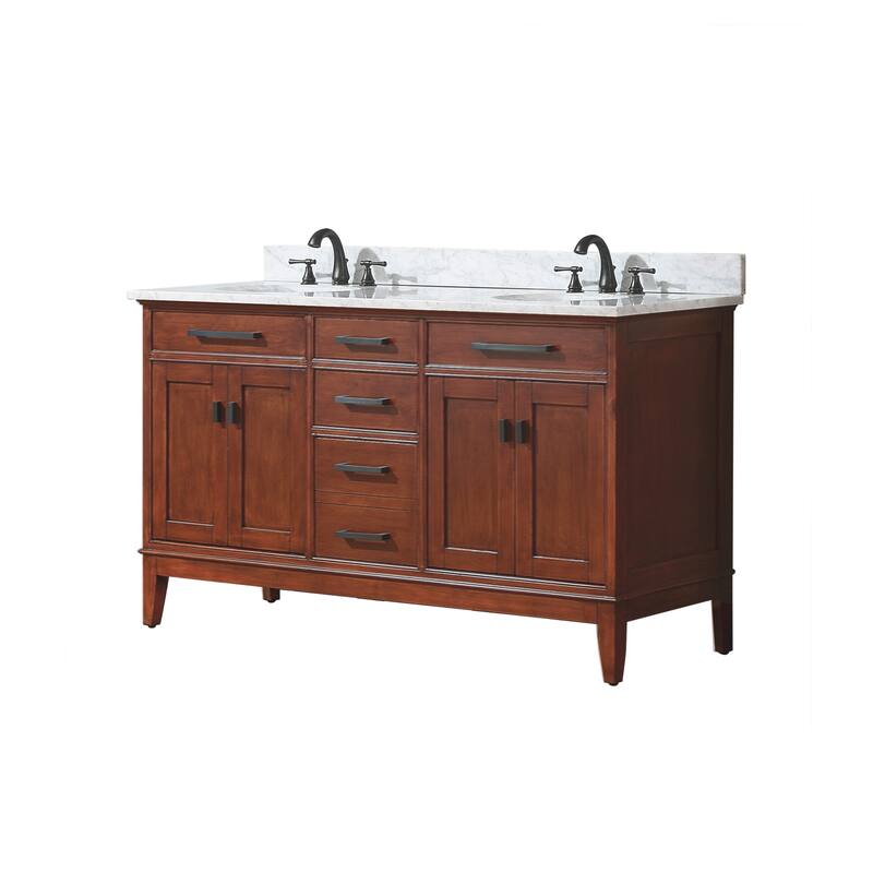 Avanity Madison 60-inch Double Vanity in Tobacco Finish with Dual Sinks and Top