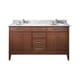 preview thumbnail 3 of 10, Avanity Madison 60-inch Double Vanity in Tobacco Finish with Dual Sinks and Top Carrara White Marble Top