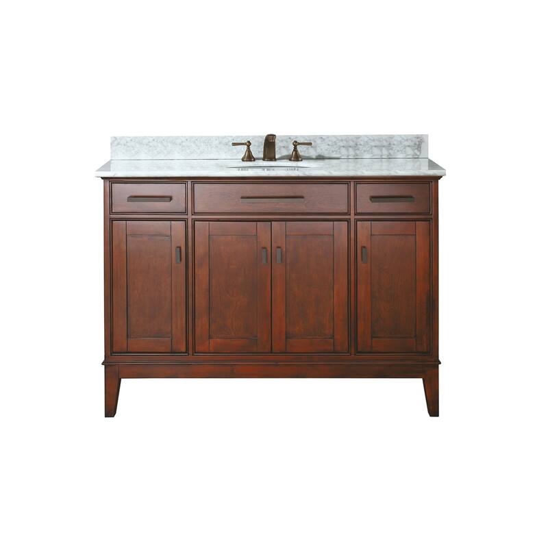 Avanity Madison 48-inch Single Vanity in Tobacco Finish with Sink and Top - Carrara White Marble Top