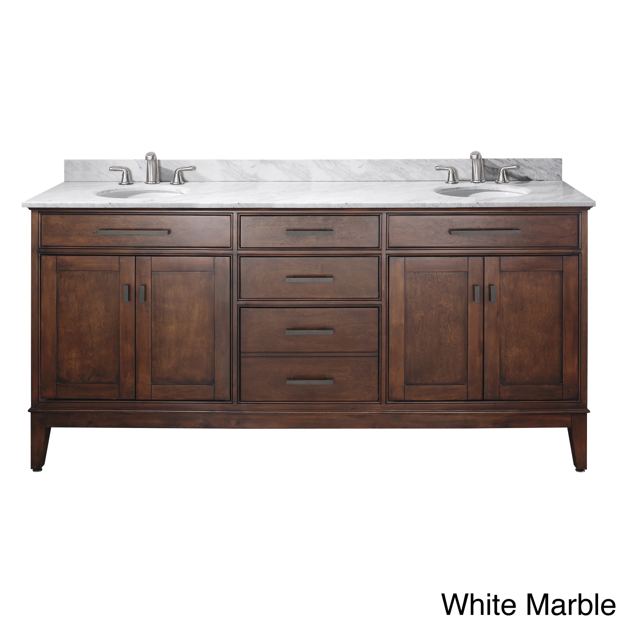 Avanity Madison 72 Inch Double Vanity In Tobacco Finish With Dual Sinks And Top