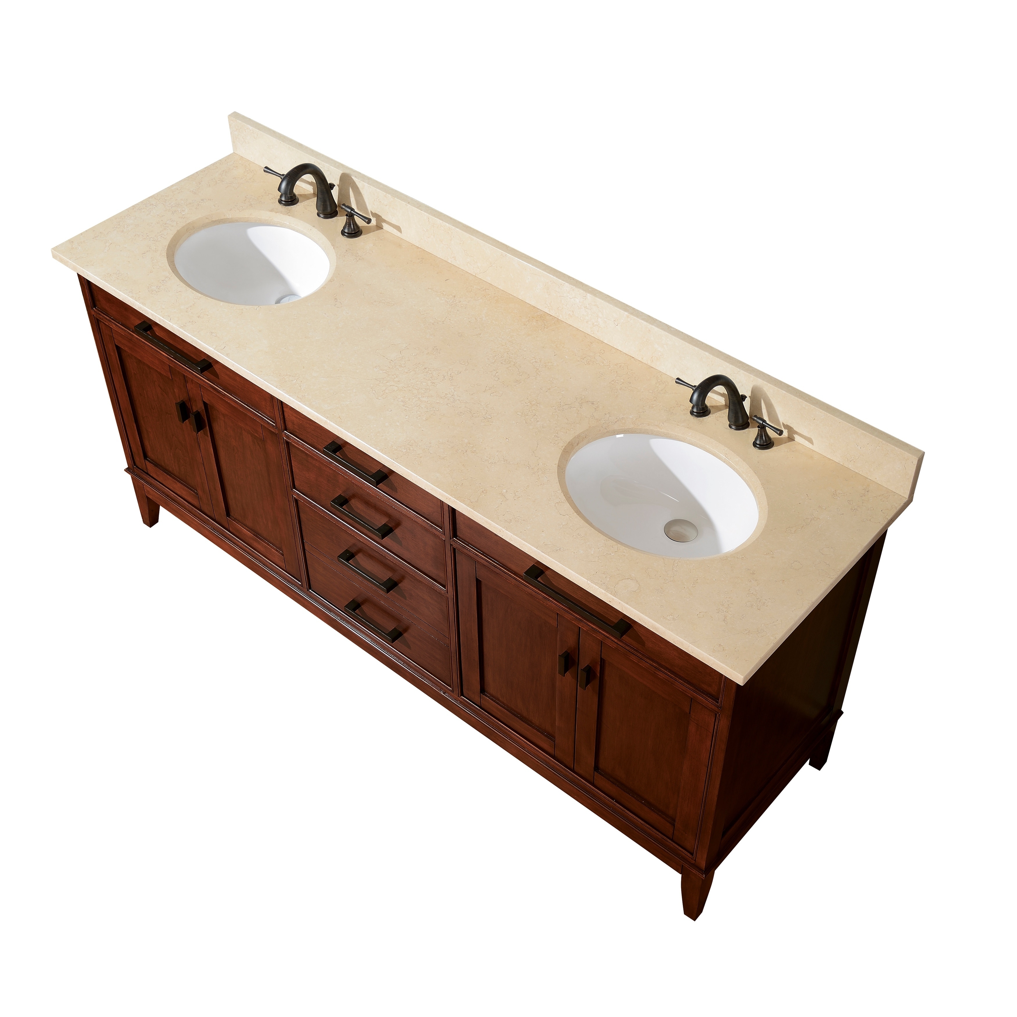 Avanity Madison 72 Inch Double Vanity In Tobacco Finish With Dual Sinks And Top Overstock 8930033 Carrara White Marble Top
