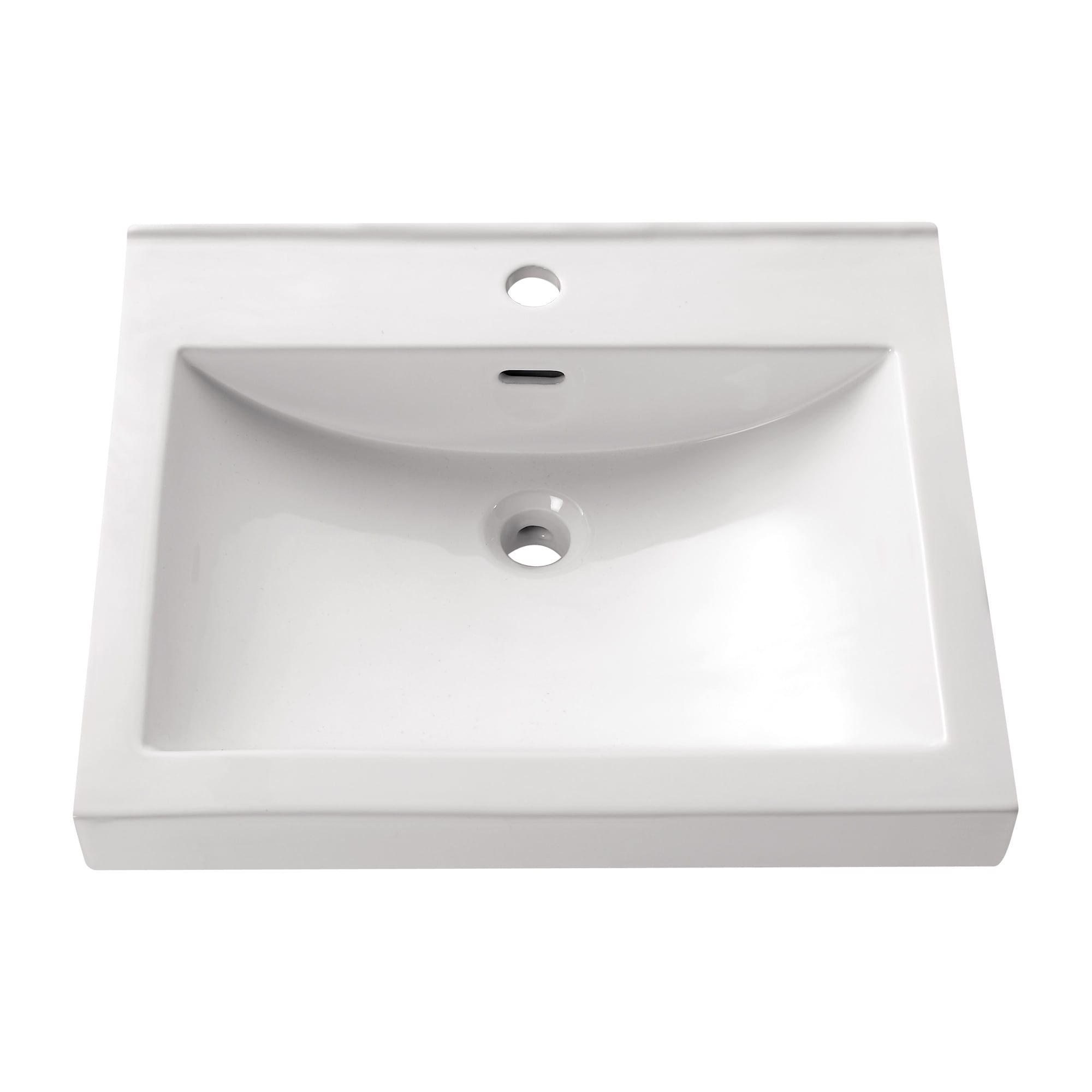 Rectangular 21.7 inch Semi recessed White Vessel Sink