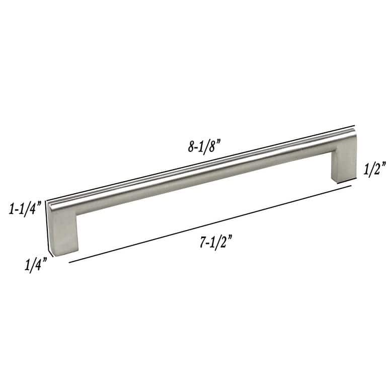 Contemporary 8-1/8-inch Key Shape Design Stainless Steel Finish Cabinet Bar Pull Handle (Case of 10) - Silver