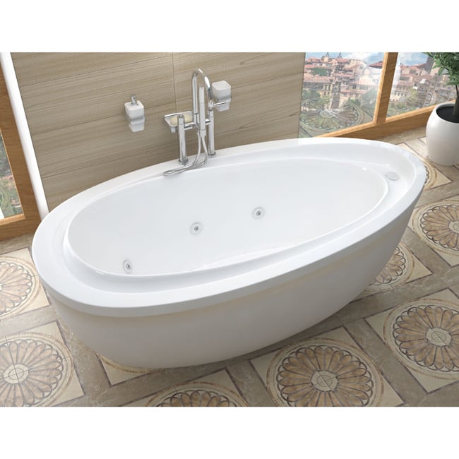 Atlantis Whirlpools Breeze 38 x 71 Oval Freestanding Whirlpool Jetted Bathtub in White