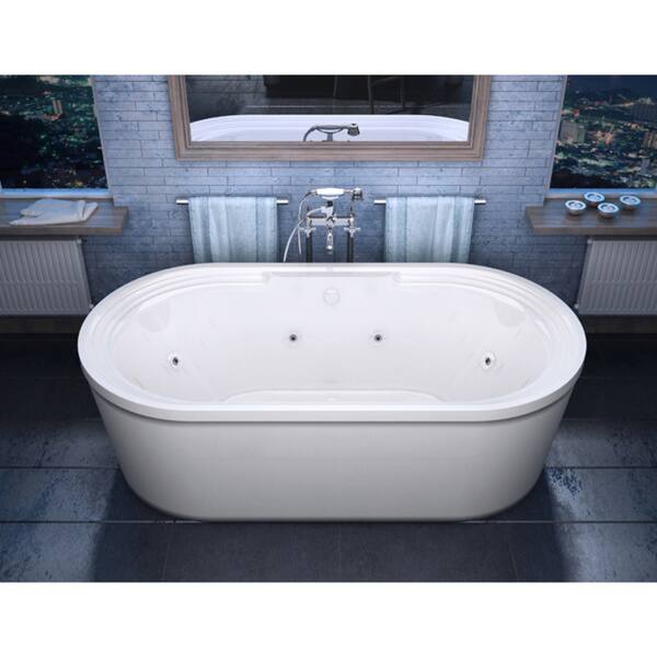 Atlantis Whirlpools Royale 34 X 67 Oval Freestanding Whirlpool Jetted Bathtub In White 