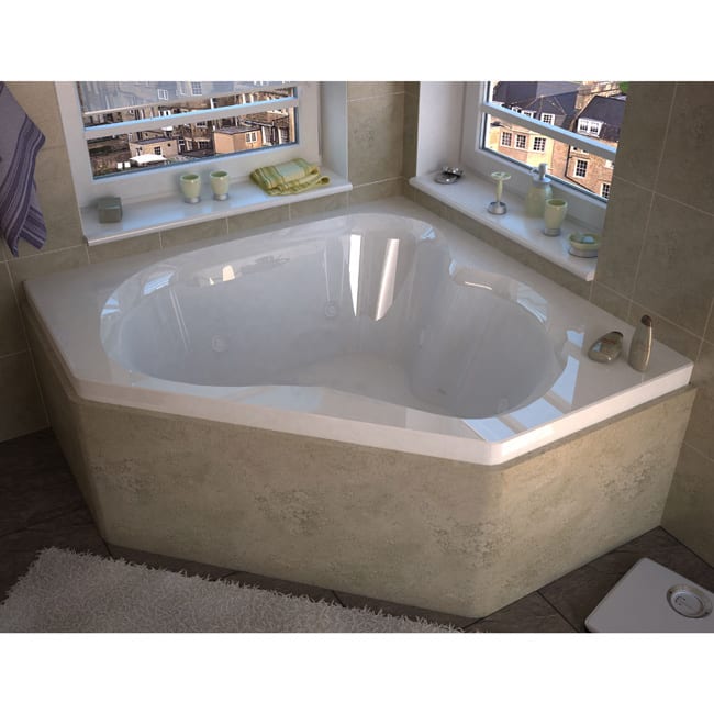 Atlantis Whirlpools Cascade 60 x 60 Corner Air & Whirlpool Jetted Bathtub in White