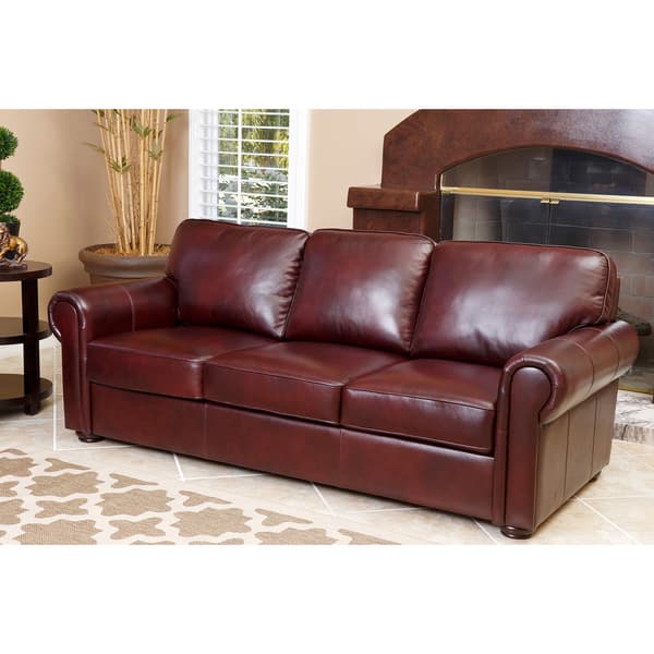 Abbyson Living Bella Burgundy Leather 3 Piece Sofa Set Burgundy Leather 3 Piece Sofa Set