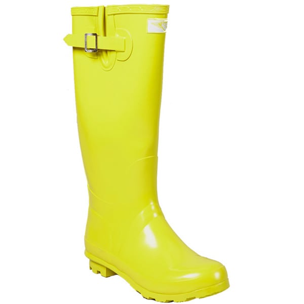 Women's Yellow Gold Mid-calf Rubber Rain Boots - Free Shipping On ...