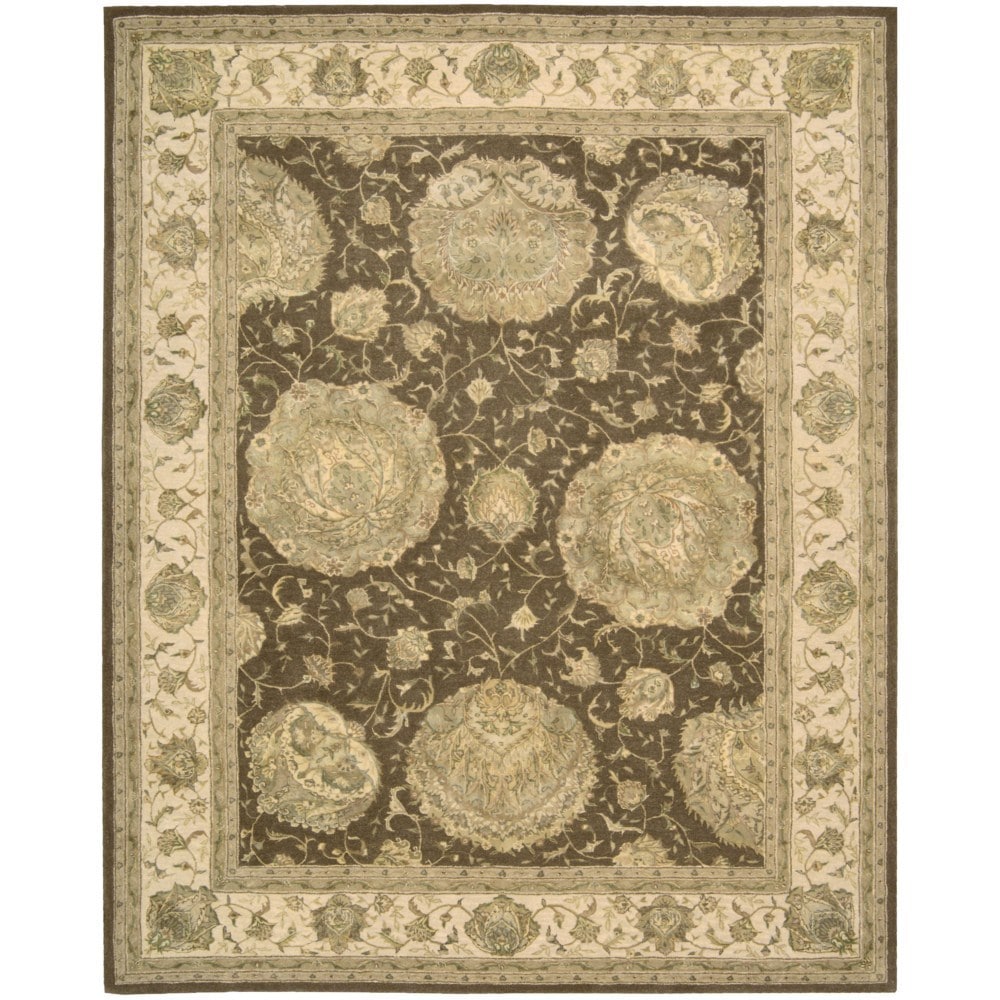 Floral 3000 Brown Wool Area Rug (56 X 86)