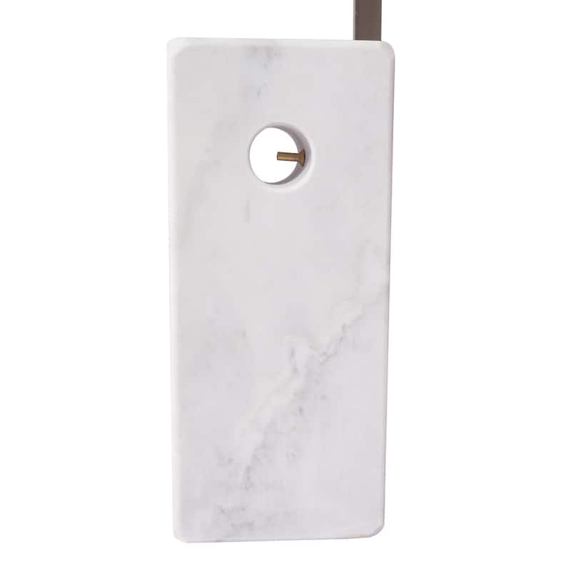 LeisureMod Lenox Arch Mid-Century Modern White Marble Base Floor Lamp