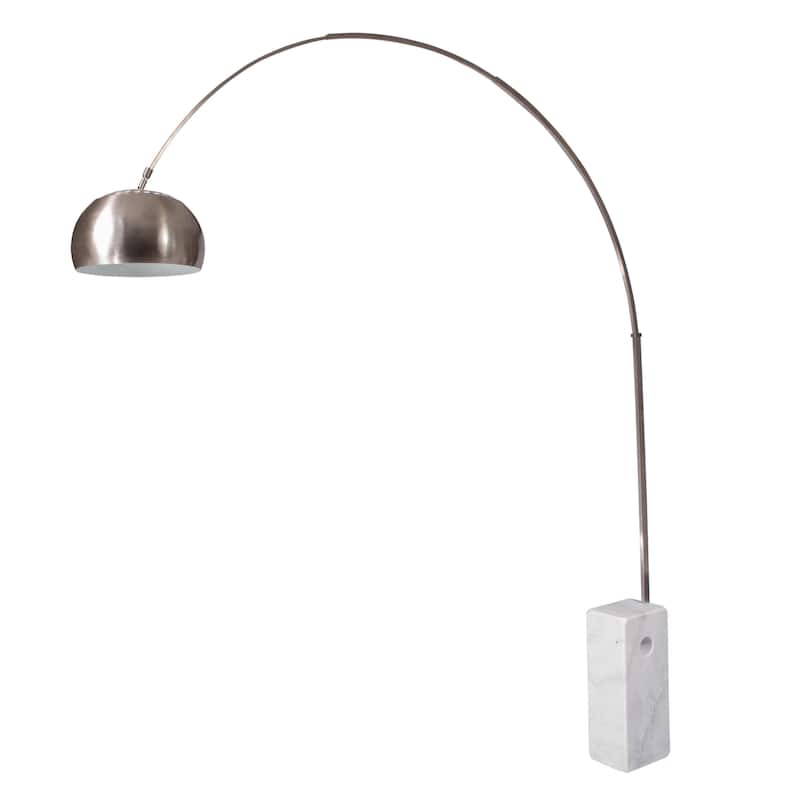 LeisureMod Lenox Arch Mid-Century Modern White Marble Base Floor Lamp