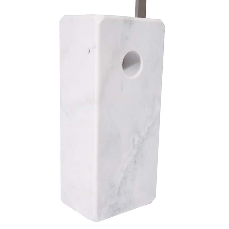 LeisureMod Lenox Arch Mid-Century Modern White Marble Base Floor Lamp