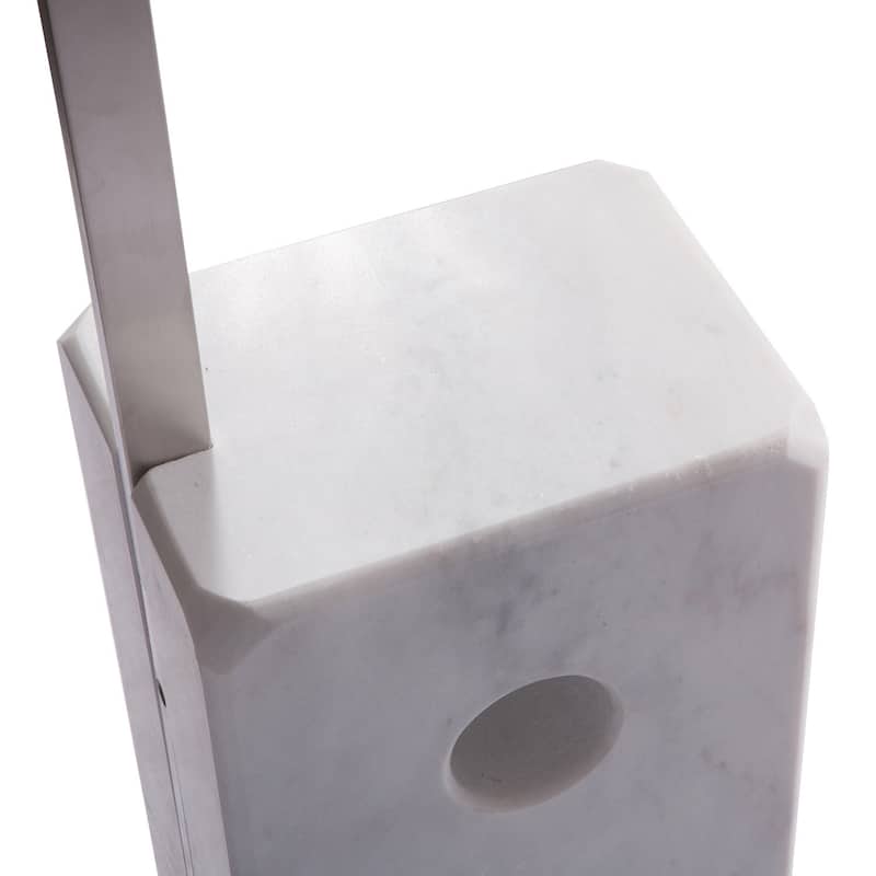 LeisureMod Lenox Arch Mid-Century Modern White Marble Base Floor Lamp