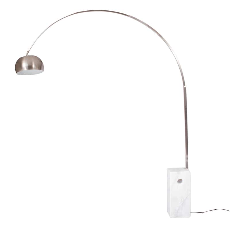 LeisureMod Lenox Arch Mid-Century Modern White Marble Base Floor Lamp
