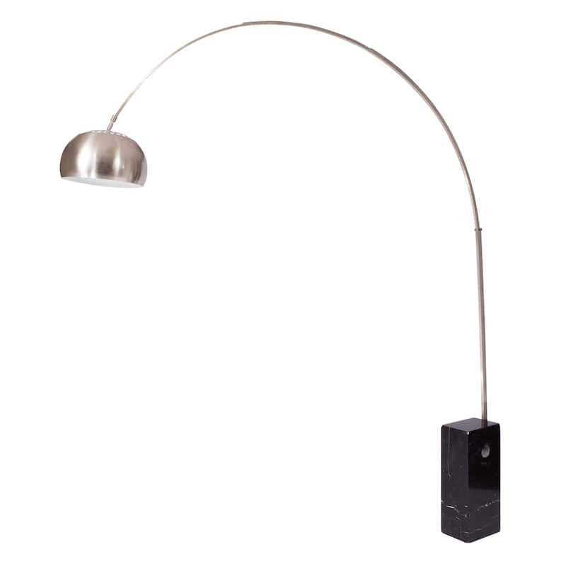 LeisureMod Lenox Arch Mid-Century Modern Black Marble Base Floor Lamp