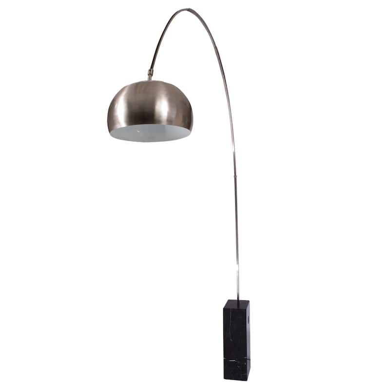 LeisureMod Lenox Arch Mid-Century Modern Black Marble Base Floor Lamp