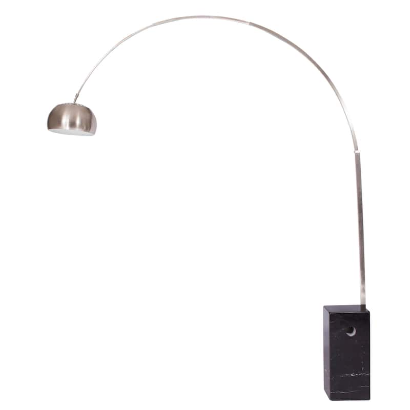 LeisureMod Lenox Arch Mid-Century Modern Black Marble Base Floor Lamp