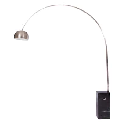 LeisureMod Lenox Arch Mid-Century Modern Black Marble Base Floor Lamp