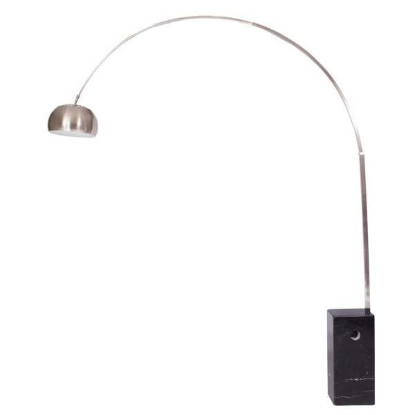 LeisureMod Lenox Arch Mid-Century Modern Black Marble Base Floor Lamp