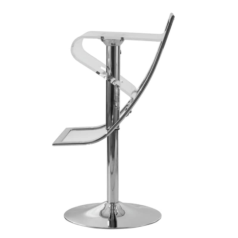 LeisureMod Clifton Clear Acrylic Adjustable Bar Counter Stool